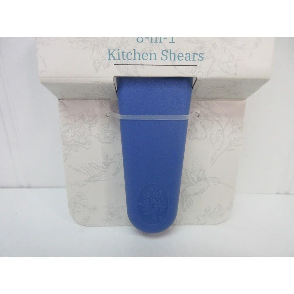 Pioneer Woman Serrated Chef Kitchen Shears 8 in 1 Stainless Steel Blue